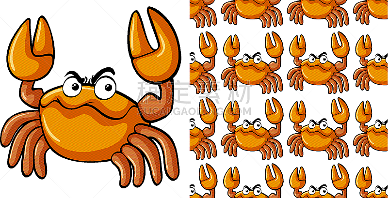 seamless background design with angry crab