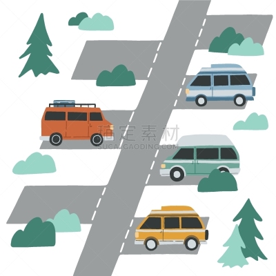 绘画插图,概念,生活方式,露营车,矢量,手,平坦的,面包车,旅游
