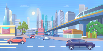 矢量,都市风景,全景,建筑外部,绘画插图,地铁,三维图形,城市,摩天大楼,现代
