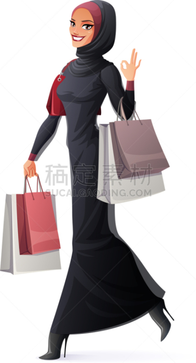 女人,购物袋,可爱的,阿拉伯女袍,高雅,阿坝藏族羌族自治州,自然美,步行