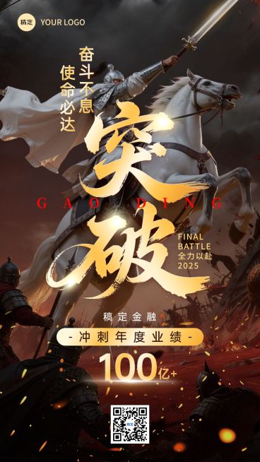 年终节点营销金融热血感竖版海报AIGC预览效果