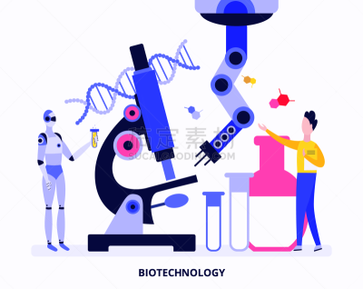 生物科技,科学家,卡通,自动的,实验室,生物学,商务,显微镜,健康保健