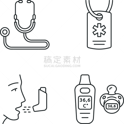 健康保健,计算机图标,直的,数字化显示,听诊器,背景分离,药,温度,细的,设备用品