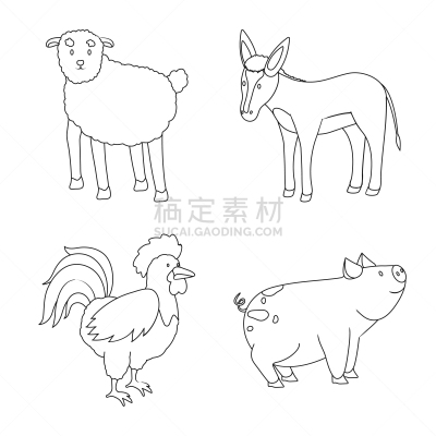 自制的,轮廓,羊毛,可爱的,农业,宠物,图像,收集,设计