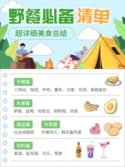 春系列餐饮美食野餐食谱小红书配图预览效果