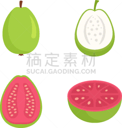 番石榴,扁平化设计,计算机图标,背景分离,食品,熟的,甜点心,巴西,水果,绘画插图