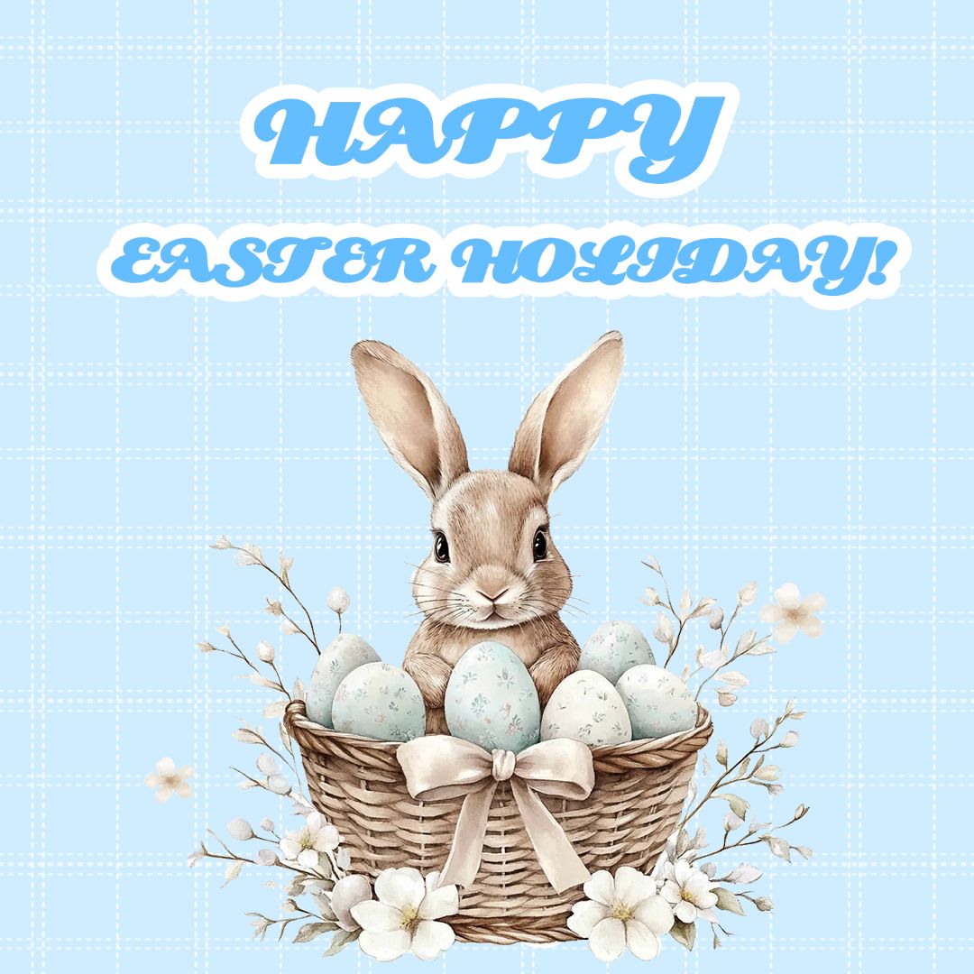 insMind Easter Greetings Cute Baby Blue Bunny Instagram Post Image