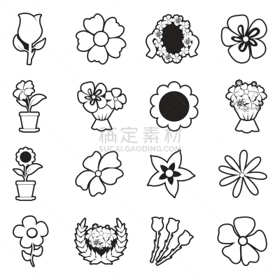 线条,矢量,绘画插图,计算机图标,华丽的,一个物体,花盆,郁金香,复古风格,古典式