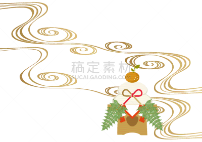 新年前夕,背景,绘画插图,日本,运气,式样,材料,年糕,给予
