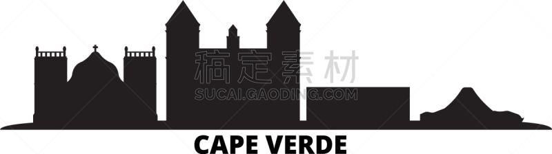 城市天际线,佛得角,分离着色,斗篷,大西洋,自然美,阴影,石头,圣路卢卡斯,剪影
