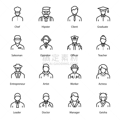 人,成一排,头像,男人,计算机图标,图像,成年的,顾客,客户服务代表,警官