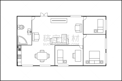 building or flat plan with furniture isolated on