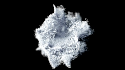 黑色背景下的浅景深雪花爆炸