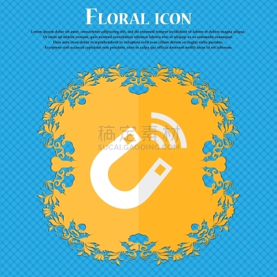 磁铁,抽象,青绿色,扁平化设计,自然,电磁的,概念,技术,花,厌恶