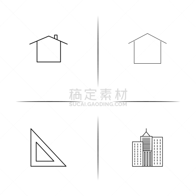 直的,建筑业,图标,建筑体,极简构图,矢量,房屋,三角板,图像,标志