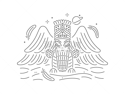 神,外星人,白色背景,巴比伦,黑色,背景分离,概念象征,复古风格,不明飞行物,古典式