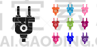 矢量,概念,绘画插图,计算机图标,电,多色的,电插头,分离着色,黑色,白色背景
