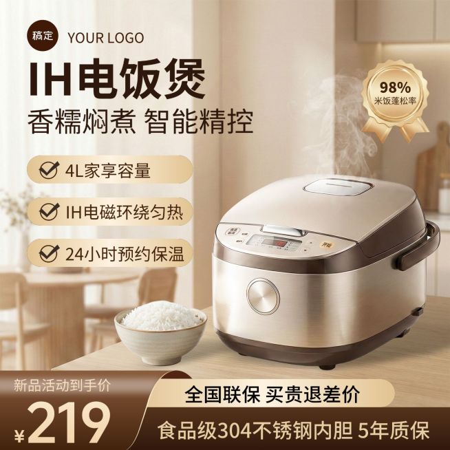 电饭煲厨房家居电器电商零售主图预览效果