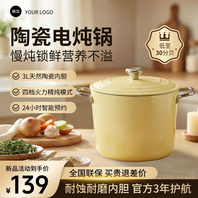 炖锅厨房厨具电商零售主图预览效果