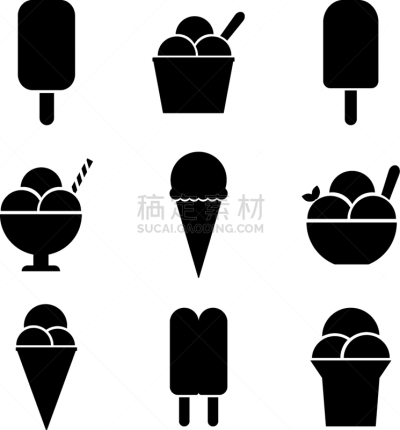 冰淇淋,计算机图标,分离着色,品牌名称,白色背景,菜单,背景分离,杯,香草兰,樱桃