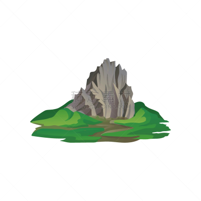 冷,巨大的,山,图标,平坦的,手机游戏,公园,模板,草,环绕