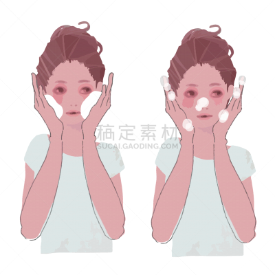 矢量,女人,绘画插图,泡泡浴,奶泡,纯净,仅日本人,面部按摩,日本人,仅女人