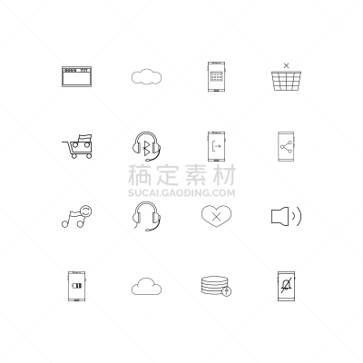 轮廓,直的,音乐,舞台,计算机图标,耳机,篮子,网络服务器,云,图像