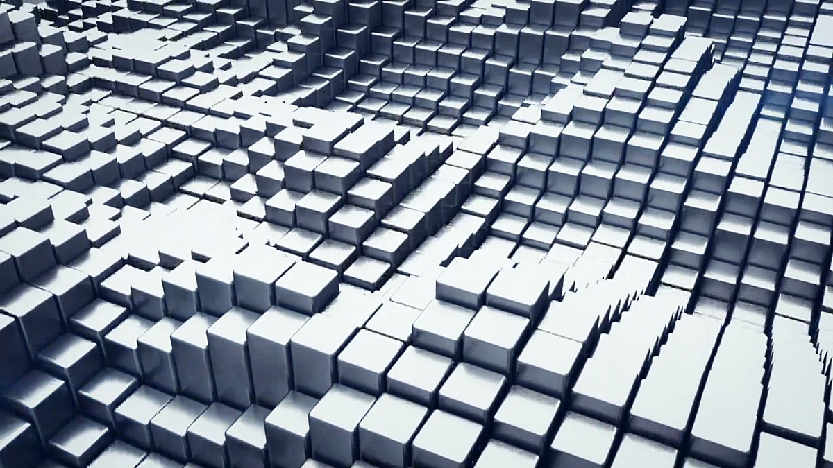 金属块的抽象3D渲染可循环动画