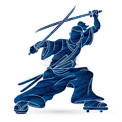剑,日本武士,人,男人,形状,站,准备