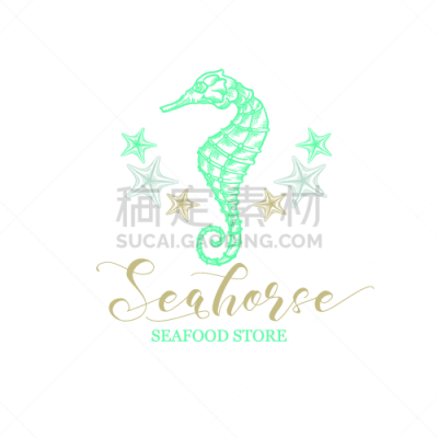 海产,商店,海星,海马,鱼市,铅笔,细的,涂料,动物,品牌名称