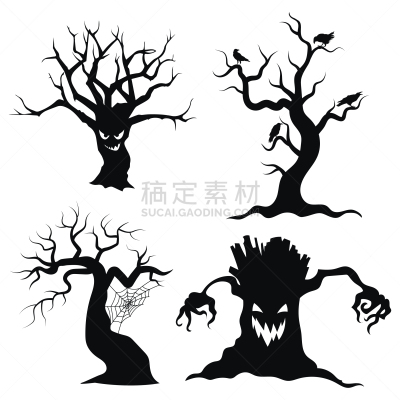 秘密,十月,怪异,暗色,偏好,阴影,树,布置,剪影