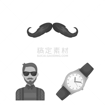 时尚,计算机图标,潮人,单色调,分离着色,爵士乐,男人,图像,收集,布置