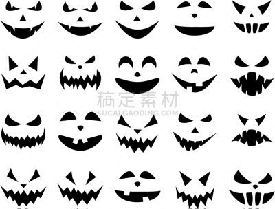 白色,式样,空心南瓜灯,似人脸,分离着色,可爱的,十月,装饰