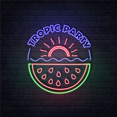 西瓜,霓虹灯,夜晚,夏天,明亮,形状,聚会,日落,日出,发光