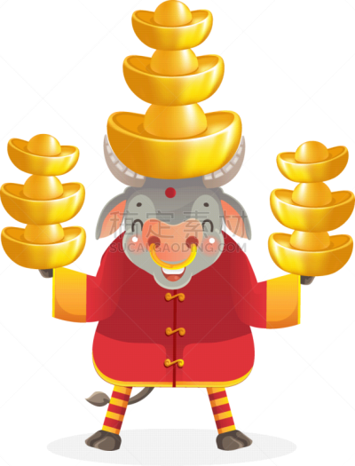 母牛,可爱的,传统,贺卡,春节,中文,新年前夕,十二生肖,动物,节日