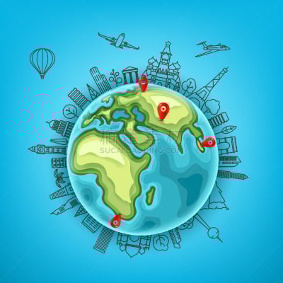 概念,旅游目的地,巴士,旅途,球体,多样,汽车,游艇,交通,直的
