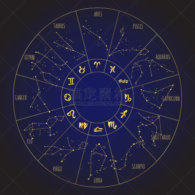 圆形,金色,标志,星座,动物手,天秤座,双子座,水瓶座,暗色,狮子座