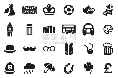 英国,计算机图标,非都市风光,巨大的,黑白图片,传统,背景分离,钟塔,世界遗产,电话亭