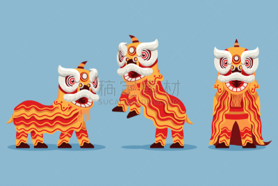 传统,绘画插图,杂技演员,杂技活动,狮子,传统服装,动物,春天,舞蹈,节日