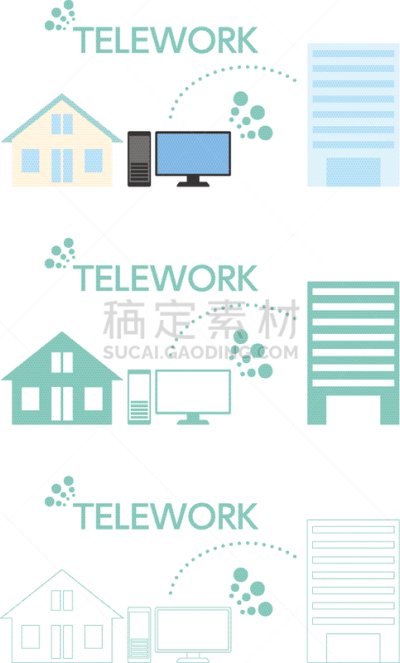 绘画插图,远程工作,工作场所,住宅内部,台式个人电脑,可爱的,商务,线条,计算机,布置