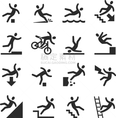安全的,男人,危险标志,简笔人物画,湿,风险,意外事件,平衡,落下,保护