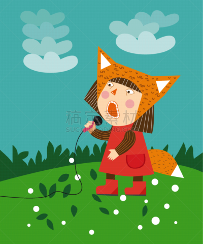 女孩,福克斯服装,可爱的,自然,人,传声器架,垂直画幅,乌克兰,庆祝,爱