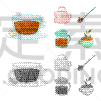 分离着色,健康食物,图标集,一个物体,绿色,黑色,瓷器,热,花,收集