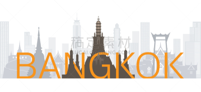 著名景点,泰国,曼谷,城市天际线,文字,单词,导游,旅行者,平坦的,国内著名景点