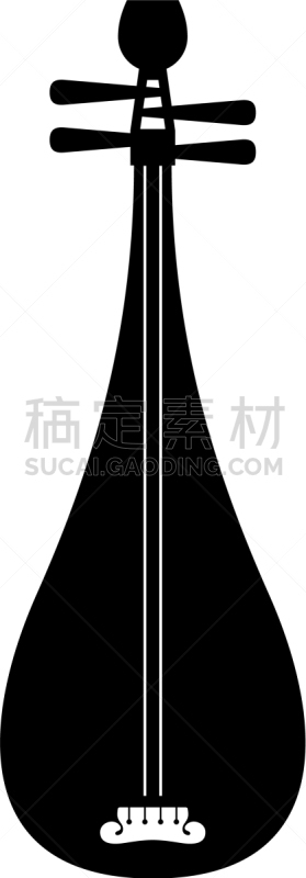 琵琶,音乐,传统,古老的,民间音乐,矢量,标志,设计,剪影