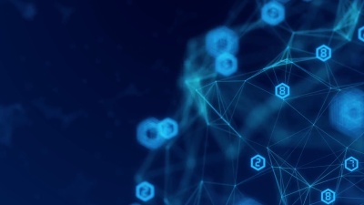 抽象网络连接概念创意运动图形背景与代码运行
