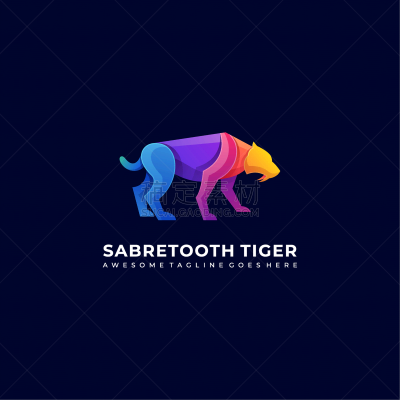 logo saber tooth walking gradient colorful