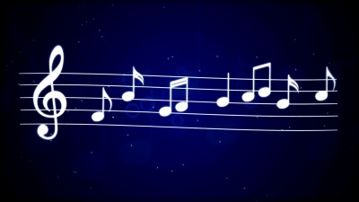 蓝色背景上的舞曲音符