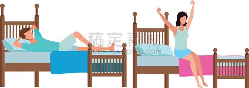 宿舍,人,面无表情,单人床,无忧无虑,床单,床,女人,现代,欢乐