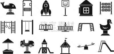 儿童,户外,图标集,游乐场,极简构图,高雅,绳子,运动,长椅,休闲